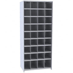 Hallowell - 36 Bin Closed Industrial Bin Shelving - 36 Inch Overall Width x 18 Inch Overall Depth x 87 Inch Overall Height, Gray Metal Bins - Americas Industrial Supply