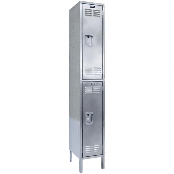 Hallowell - 2 Door, 2 Tier, Stainless Steel Locker - Americas Industrial Supply