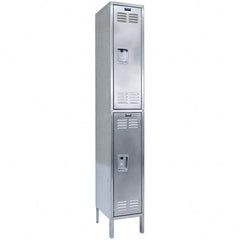 Hallowell - 2 Door, 2 Tier, Stainless Steel Locker - Americas Industrial Supply