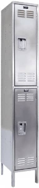 Hallowell - 2 Door, 2 Tier, Stainless Steel Locker - Americas Industrial Supply