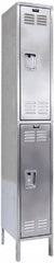 Hallowell - 2 Door, 2 Tier, Stainless Steel Locker - Americas Industrial Supply