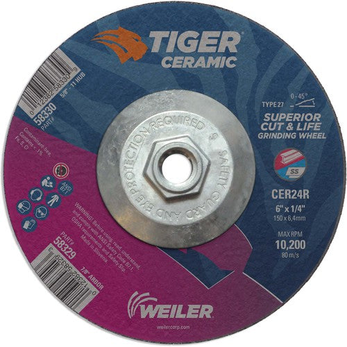 6X1/4 TIGER CERAMIC T27 GRIND WHL - Americas Industrial Supply