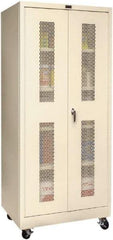 Hallowell - 4 Shelf Mobile Storage Cabinet - Steel, 36" Wide x 24" Deep x 72" High, Tan - Americas Industrial Supply