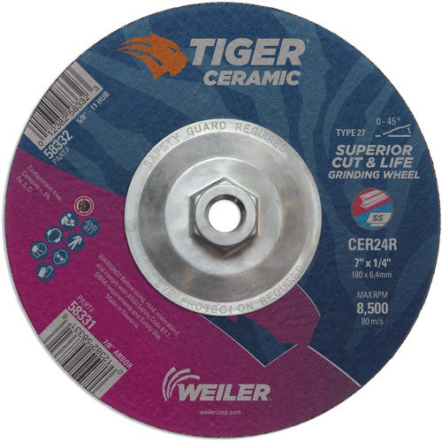7X1/4 TIGER CERAMIC T27 GRIND WHL - Americas Industrial Supply