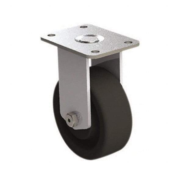 E.R. Wagner - 4" Diam x 1-1/2" Wide x 5-3/8" OAH Top Plate Mount Rigid Caster - Phenolic, 450 Lb Capacity, Roller Bearing, 2-3/4 x 3-3/4" Plate - Americas Industrial Supply