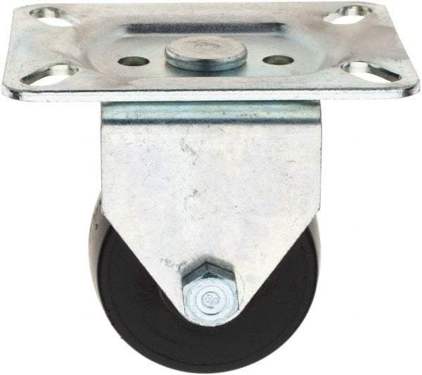 E.R. Wagner - 2-1/2" Diam x 1-3/4" Wide x 3-1/2" OAH Top Plate Mount Rigid Caster - Polyolefin, 300 Lb Capacity, 3-1/8 x 4-1/8" Plate - Americas Industrial Supply