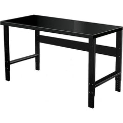 Hallowell - 48 Wide x 30" Deep x 34" High, Steel Workbench - Flat Top, Adjustable Legs, Black - Americas Industrial Supply