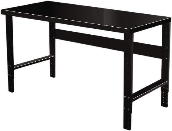 Hallowell - 72 Wide x 36" Deep x 34" High, Steel Workbench - Flat Top, Adjustable Legs, Black - Americas Industrial Supply