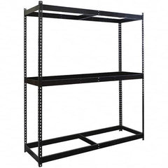 Hallowell - 3 Shelf Starter No Deck Open Steel Shelving - 1 Lb Capacity, 48" Wide x 84" High x 24" Deep, Black - Americas Industrial Supply