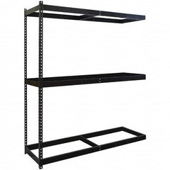 Hallowell - 3 Shelf Add-On No Deck Open Steel Shelving - 1 Lb Capacity, 72" Wide x 84" High x 48" Deep, Black - Americas Industrial Supply