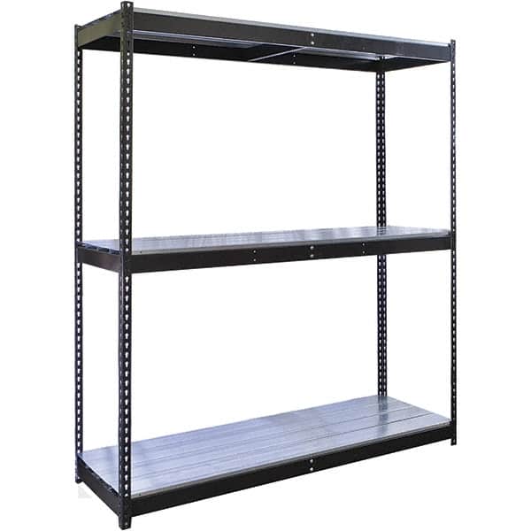 Hallowell - 3 Shelf Starter EZ-Deck Open Steel Shelving - 685 Lb Capacity, 72" Wide x 84" High x 48" Deep, Midnight Ebony - Americas Industrial Supply