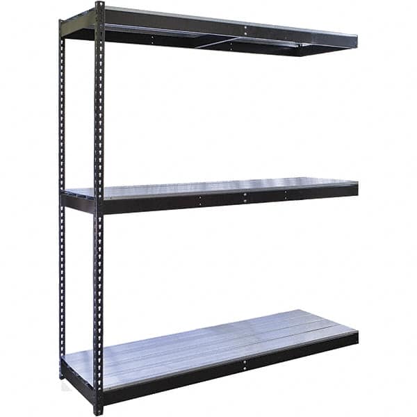 Hallowell - 3 Shelf Add-On EZ-Deck Open Steel Shelving - 700 Lb Capacity, 60" Wide x 84" High x 24" Deep, Midnight Ebony - Americas Industrial Supply