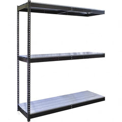 Hallowell - 3 Shelf Add-On EZ-Deck Open Steel Shelving - 700 Lb Capacity, 60" Wide x 84" High x 24" Deep, Midnight Ebony - Americas Industrial Supply