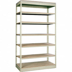 Hallowell - 7 Shelf Starter Particle Board Open Steel Shelving - 350 Lb Capacity, 36" Wide x 84" High x 12" Deep, Tan - Americas Industrial Supply
