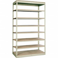 Hallowell - 8 Shelf Starter Particle Board Open Steel Shelving - 350 Lb Capacity, 48" Wide x 84" High x 36" Deep, Tan - Americas Industrial Supply