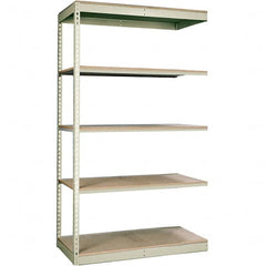 Hallowell - 5 Shelf Add-On Particle Board Open Steel Shelving - 250 Lb Capacity, 36" Wide x 84" High x 12" Deep, Tan - Americas Industrial Supply