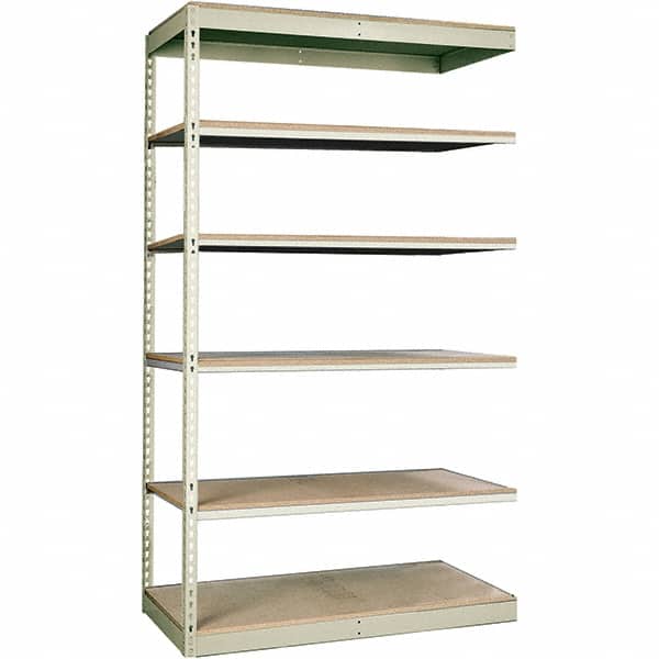 Hallowell - 6 Shelf Add-On Open Steel Shelving Kit & Assemblies - 250 Lb Capacity, 36" Wide x 84" High x 24" Deep, Tan - Americas Industrial Supply