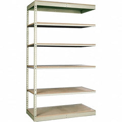 Hallowell - 6 Shelf Add-On Particle Board Open Steel Shelving - 250 Lb Capacity, 36" Wide x 84" High x 12" Deep, Tan - Americas Industrial Supply