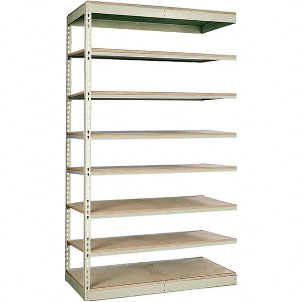 Hallowell - 8 Shelf Add-On Particle Board Open Steel Shelving - 250 Lb Capacity, 48" Wide x 84" High x 36" Deep, Tan - Americas Industrial Supply