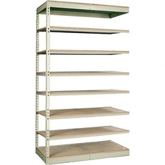 Hallowell - 8 Shelf Add-On Particle Board Open Steel Shelving - 250 Lb Capacity, 36" Wide x 84" High x 18" Deep, Tan - Americas Industrial Supply