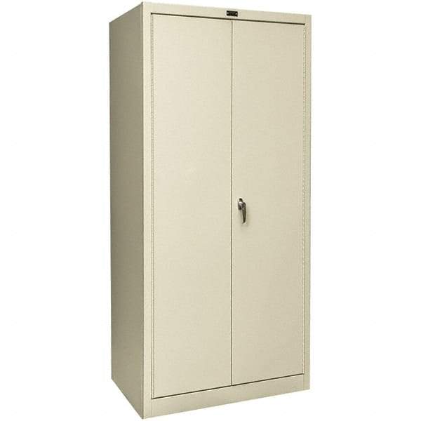Hallowell - 4 Shelf Locking Storage Cabinet - Steel, 48" Wide x 24" Deep x 78" High, Tan - Americas Industrial Supply