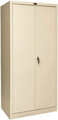 Hallowell - 4 Shelf Locking Storage Cabinet - Steel, 36" Wide x 24" Deep x 78" High, Tan - Americas Industrial Supply