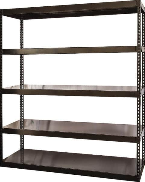 Hallowell - 5 Shelf Starter Solid Steel Waterfall Open Steel Shelving - 1 Lb Capacity, 72" Wide x 84" High x 24" Deep, Black - Americas Industrial Supply