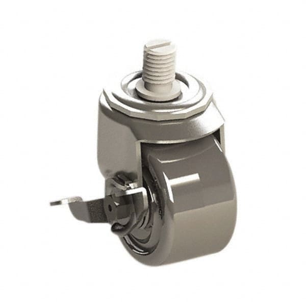 E.R. Wagner - 3" Diam x 1-3/4" Wide x 3-3/4" OAH Stem Mount Swivel Caster with Brake - Phenolic, 500 Lb Capacity, Roller Bearing, 3/4-10 x 1" Threaded Stem - Americas Industrial Supply