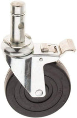 E.R. Wagner - 5" Diam x 1-1/4" Wide x 6-1/4" OAH Stem Mount Swivel Caster with Brake - Soft Rubber, 190 Lb Capacity, 1.0475 Friction Stem - Americas Industrial Supply