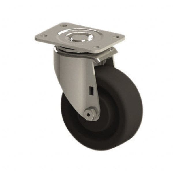 E.R. Wagner - 4" Diam x 1-1/2" Wide x 5-3/8" OAH Top Plate Mount Swivel Caster - Phenolic, 450 Lb Capacity, Roller Bearing, 2-3/4 x 3-3/4" Plate - Americas Industrial Supply