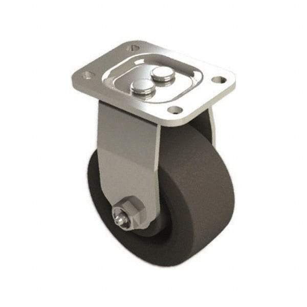E.R. Wagner - 4" Diam x 2" Wide x 5-5/8" OAH Top Plate Mount Rigid Caster - Polyolefin, 600 Lb Capacity, Roller Bearing, 2-3/4 x 3-3/4" Plate - Americas Industrial Supply