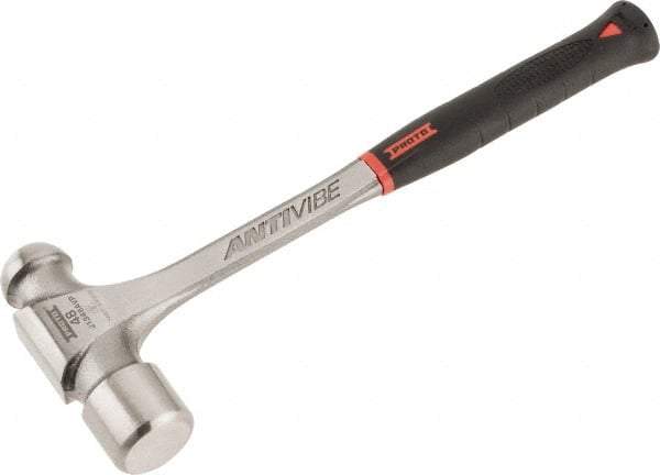 Proto - 3 Lb Head Steel Ball Pein Hammer - 15-3/4" Steel Handle with Grip, 1.93" Face Diam, 15-3/4" OAL, AntiVibe, Molded Textured Rubber Grip - Americas Industrial Supply