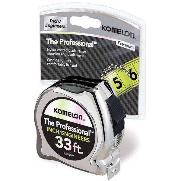 Komelon - 33' x 1" Hi-Vis Yellow/White Blade Tape Measure - Americas Industrial Supply