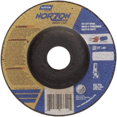 Norton - 46 Grit, 5" Wheel Diam, 7/8" Arbor Hole, Type 27 Depressed Center Wheel - Ceramic - Americas Industrial Supply