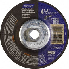 Norton - 24 Grit, 4-1/2" Wheel Diam, 1/4" Wheel Thickness, Type 27 Depressed Center Wheel - Aluminum Oxide - Americas Industrial Supply