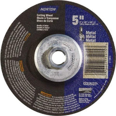 Norton - 24 Grit, 5" Wheel Diam, 5/8" Wheel Thickness, Type 27 Depressed Center Wheel - Aluminum Oxide - Americas Industrial Supply