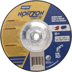 Norton - 24 Grit, 5" Wheel Diam, 1/4" Wheel Thickness, Type 27 Depressed Center Wheel - Ceramic - Americas Industrial Supply