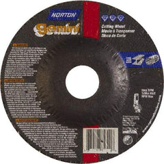 Norton - 46 Grit, 5" Wheel Diam, 3/32" Wheel Thickness, 7/8" Arbor Hole, Type 27 Depressed Center Wheel - Aluminum Oxide - Americas Industrial Supply