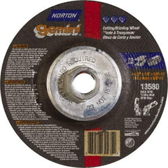Norton - 24 Grit, 4-1/2" Wheel Diam, 1/8" Wheel Thickness, Type 27 Depressed Center Wheel - Aluminum Oxide, 13,580 Max RPM - Americas Industrial Supply