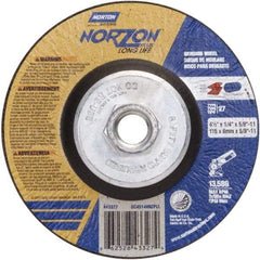 Norton - 24 Grit, 4-1/2" Wheel Diam, 1/4" Wheel Thickness, Type 27 Depressed Center Wheel - Ceramic - Americas Industrial Supply