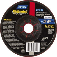 Norton - 36 Grit, 4-1/2" Wheel Diam, 1/8" Wheel Thickness, Type 29 Depressed Center Wheel - Aluminum Oxide - Americas Industrial Supply
