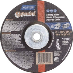 Norton - 36 Grit, 6" Wheel Diam, 1/8" Wheel Thickness, Type 27 Depressed Center Wheel - Aluminum Oxide - Americas Industrial Supply