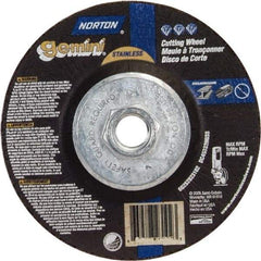 Norton - 36 Grit, 4-1/2" Wheel Diam, 3/32" Wheel Thickness, Type 27 Depressed Center Wheel - Aluminum Oxide - Americas Industrial Supply