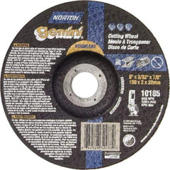 Norton - 36 Grit, 6" Wheel Diam, 3/32" Wheel Thickness, 7/8" Arbor Hole, Type 27 Depressed Center Wheel - Aluminum Oxide - Americas Industrial Supply