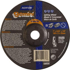 Norton - 36 Grit, 7" Wheel Diam, 3/32" Wheel Thickness, 7/8" Arbor Hole, Type 27 Depressed Center Wheel - Aluminum Oxide - Americas Industrial Supply