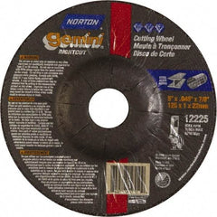 Norton - 46 Grit, 5" Wheel Diam, 7/8" Arbor Hole, Type 27 Depressed Center Wheel - Aluminum Oxide - Americas Industrial Supply