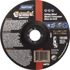 Norton - 46 Grit, 6" Wheel Diam, 7/8" Arbor Hole, Type 27 Depressed Center Wheel - Aluminum Oxide - Americas Industrial Supply