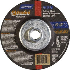 Norton - 46 Grit, 4-1/2" Wheel Diam, Type 27 Depressed Center Wheel - Aluminum Oxide - Americas Industrial Supply