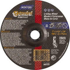 Norton - 46 Grit, 7" Wheel Diam, 7/8" Arbor Hole, Type 27 Depressed Center Wheel - Aluminum Oxide - Americas Industrial Supply