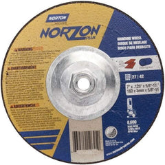 Norton - 46 Grit, 7" Wheel Diam, Type 27 Depressed Center Wheel - Zirconia Alumina - Americas Industrial Supply
